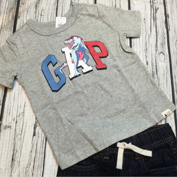 Gap Boys 18-24 Month, 2T, 3T Dinosaur Shirt & Denim Shorts Outfit. NWT - Picture 2 of 4